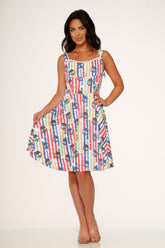 White Skulls Rainbow Swing Dress