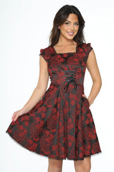 Red Brocade Gothic Swing Dress