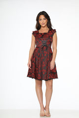 Red Brocade Gothic Swing Dress