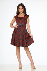 Red Brocade Gothic Swing Dress