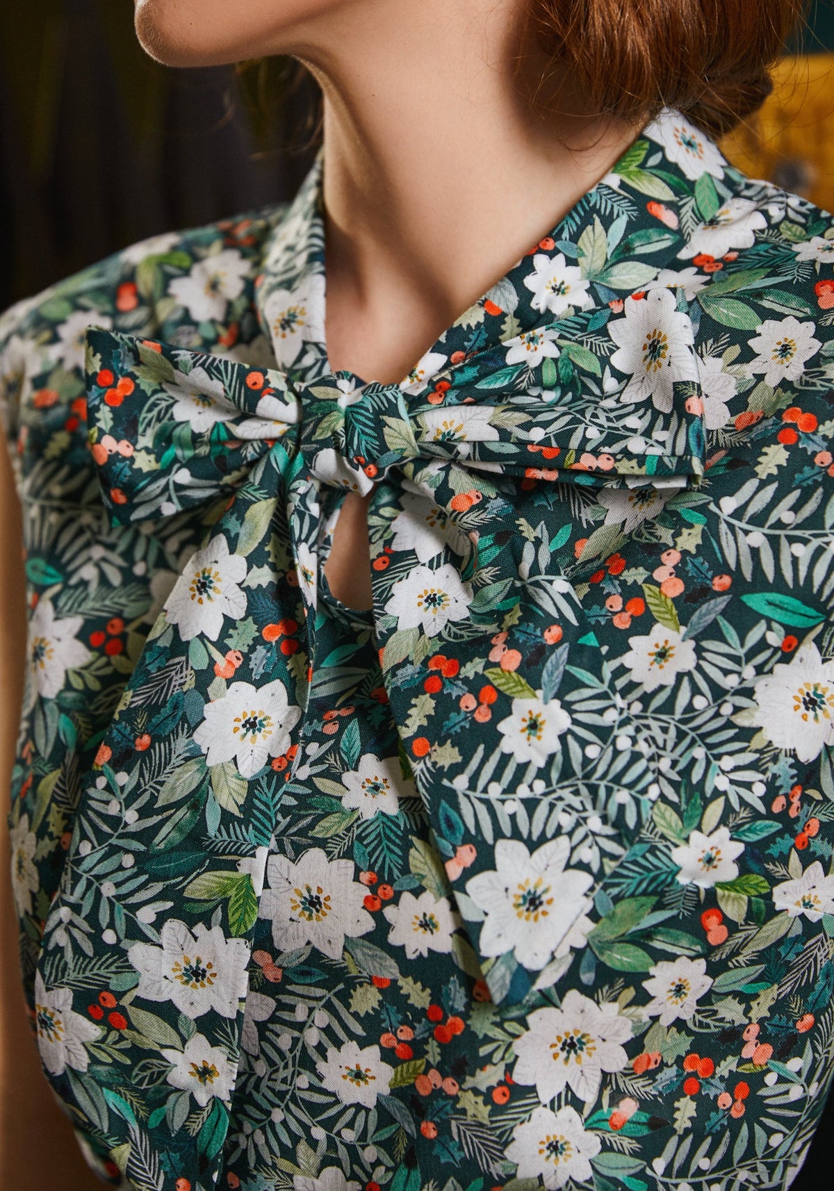 Winter Floral Bow Top