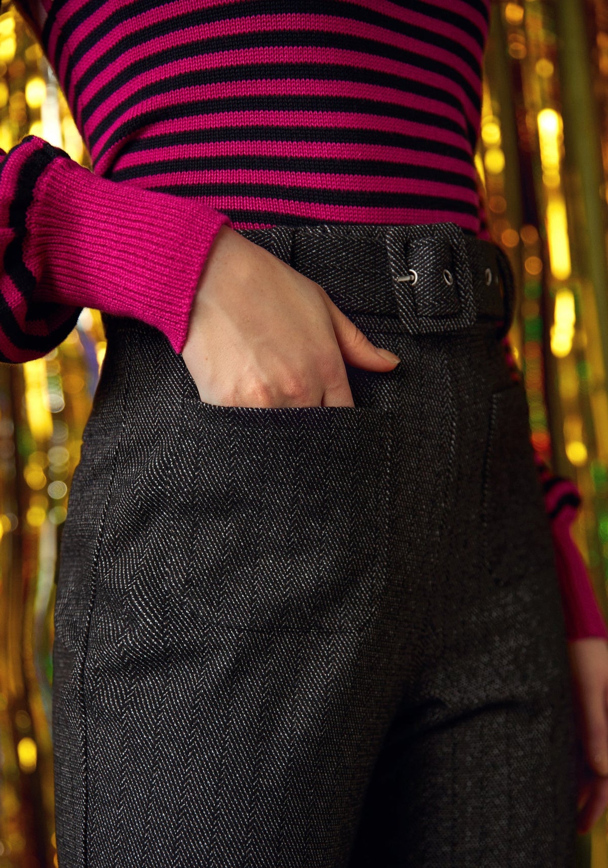 Sharp Impression High-Waisted Pants