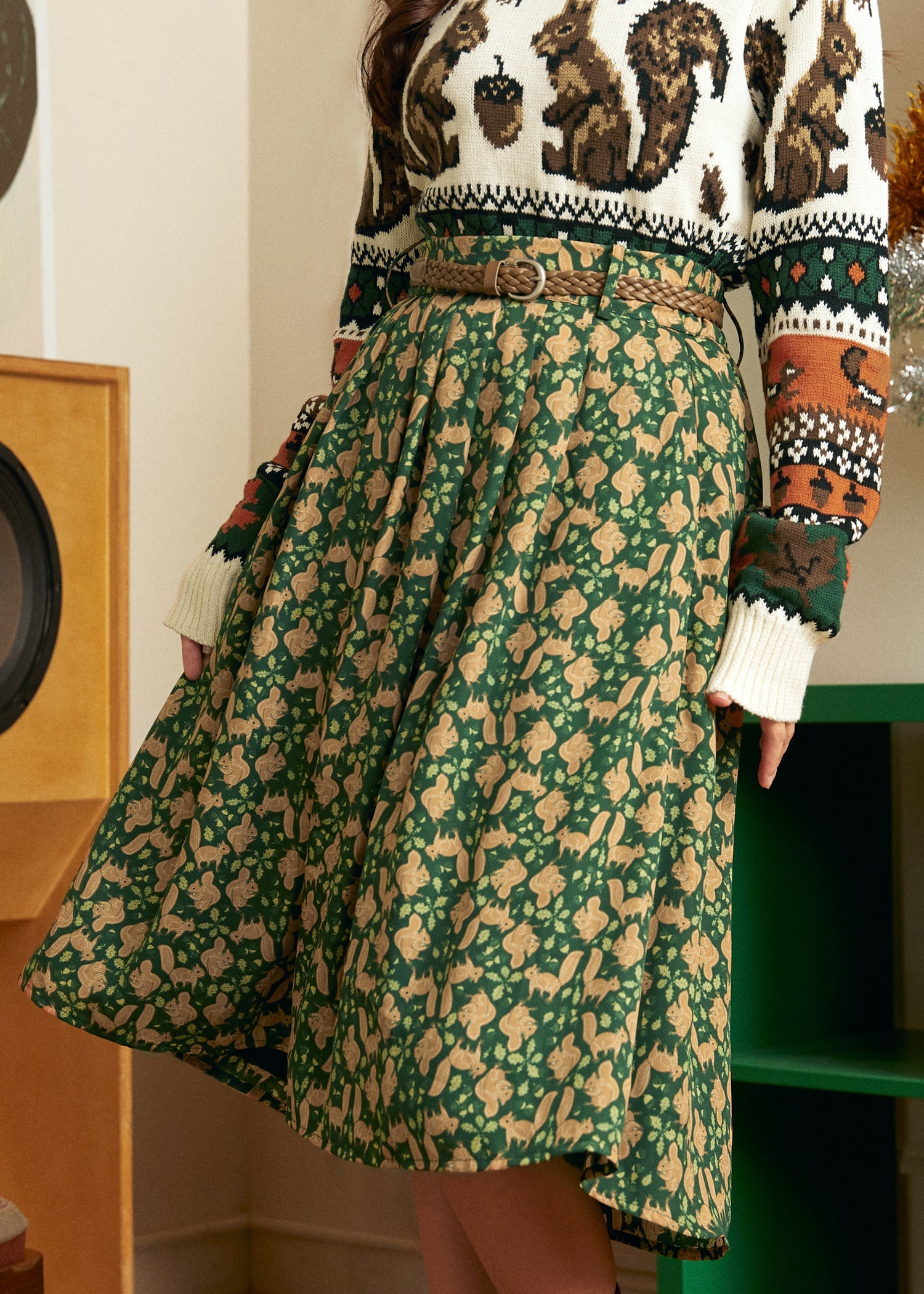 Woodland Mischief Midi Skirt