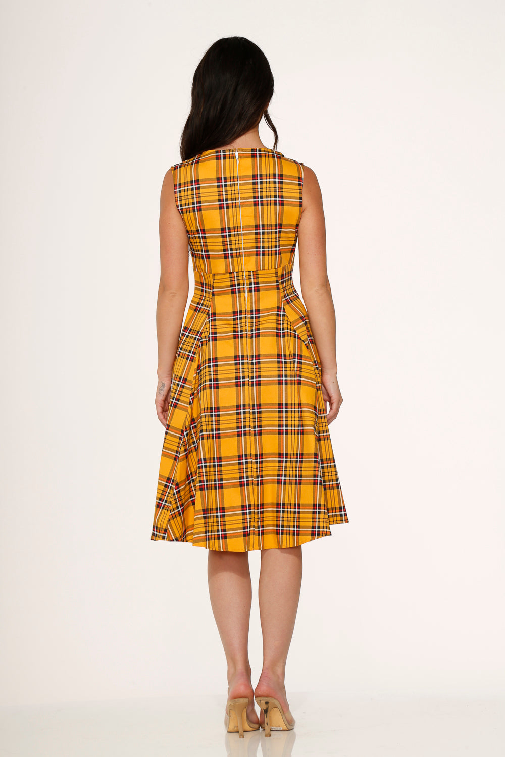 Yellow Plaid Swing Dress