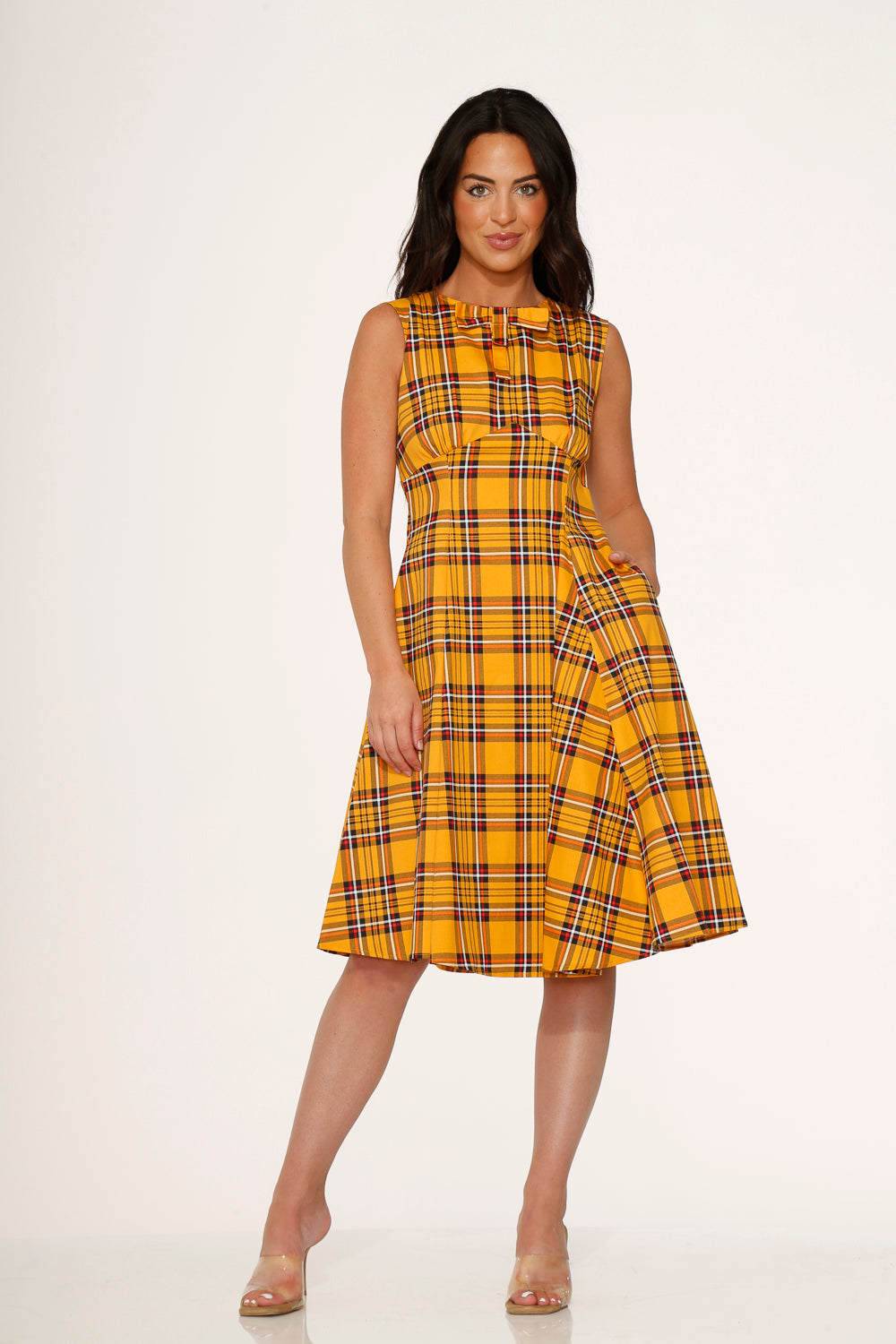 Yellow Plaid Swing Dress