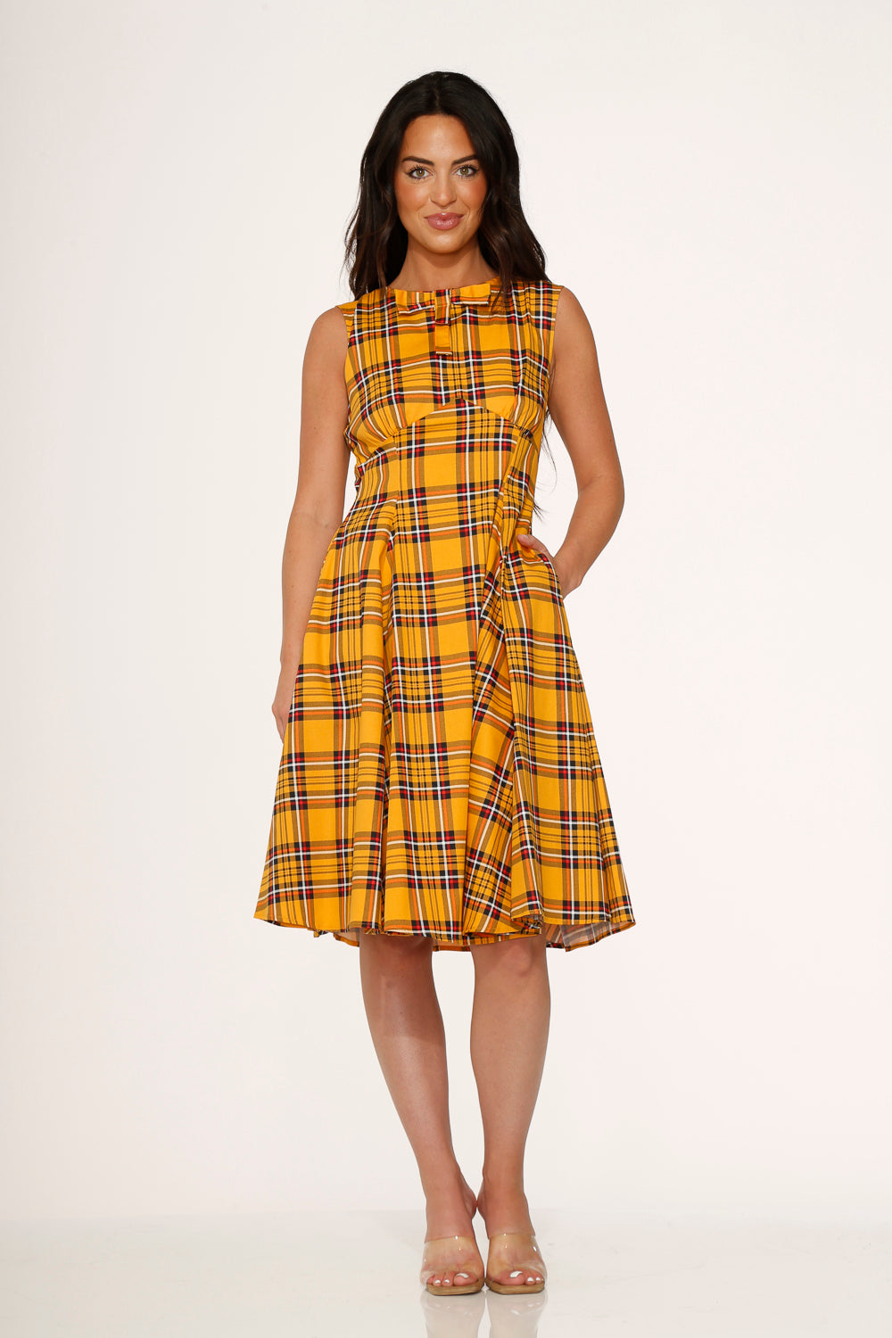 Yellow Plaid Swing Dress