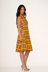 Yellow Plaid Swing Dress
