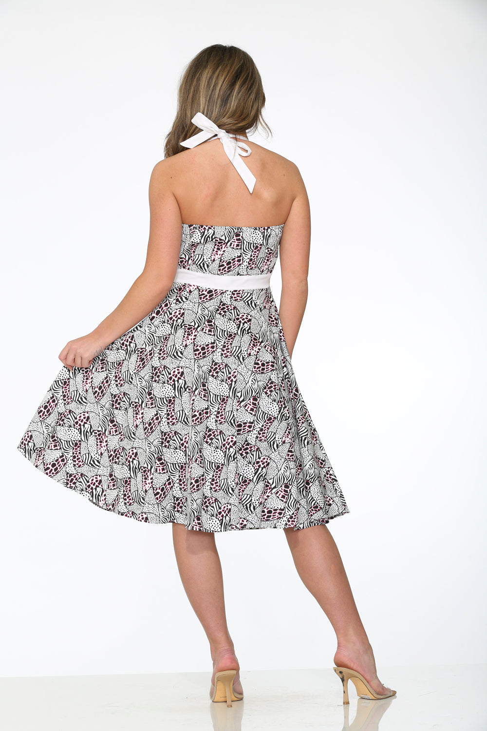 Zebra Halter Swing Dress