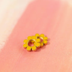 Yellow Flower Huggie Hoop Charms