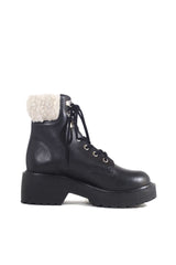 Seal Combat Boots with Shearling